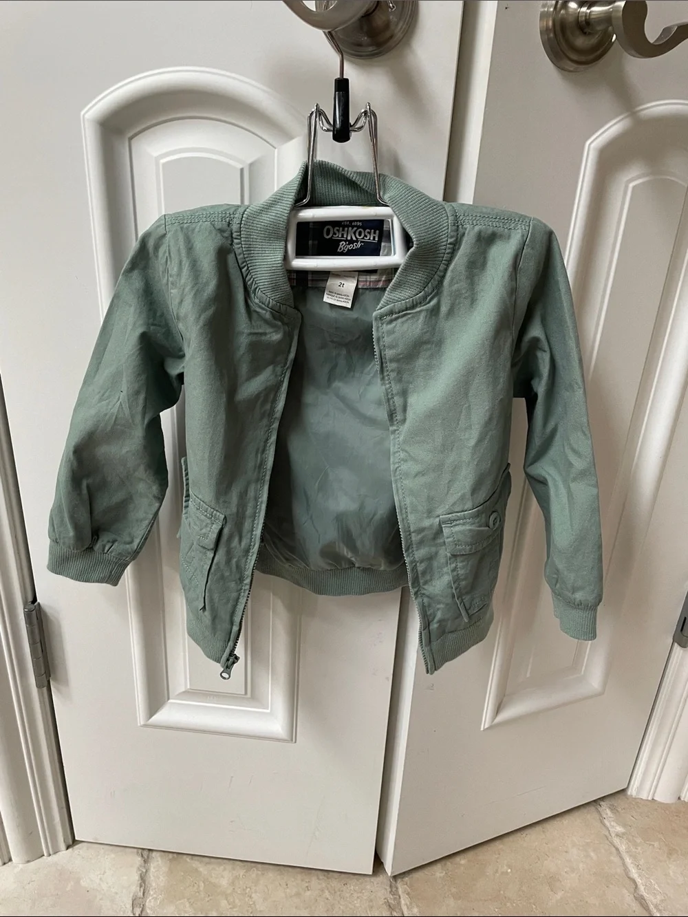 OshKosh B'gosh Kids Mint Green Zip Front Bomber Jacket